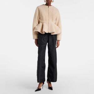 ALAIA SHEARLING PEPLUM JACKET